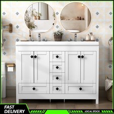 47" Modern Bathroom Vanity with Double Sink Wooden Bathroom Storage Cabinet NEW