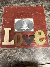 “Creative Co-op” Love 15.5 X 15.5 Wall Frame Holds 5 X 7 Photo Red MDF Wood