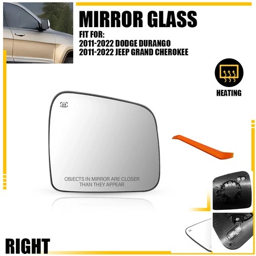 Passenger Side Mirror Glass w/ Heated For 2011-22 Jeep Grand Cherokee 68082640AB