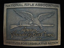 OE09110 VINTAGE 1970s  NATIONAL RIFLE ASSOCIATION  BRASSTONE BELT BUCKLE