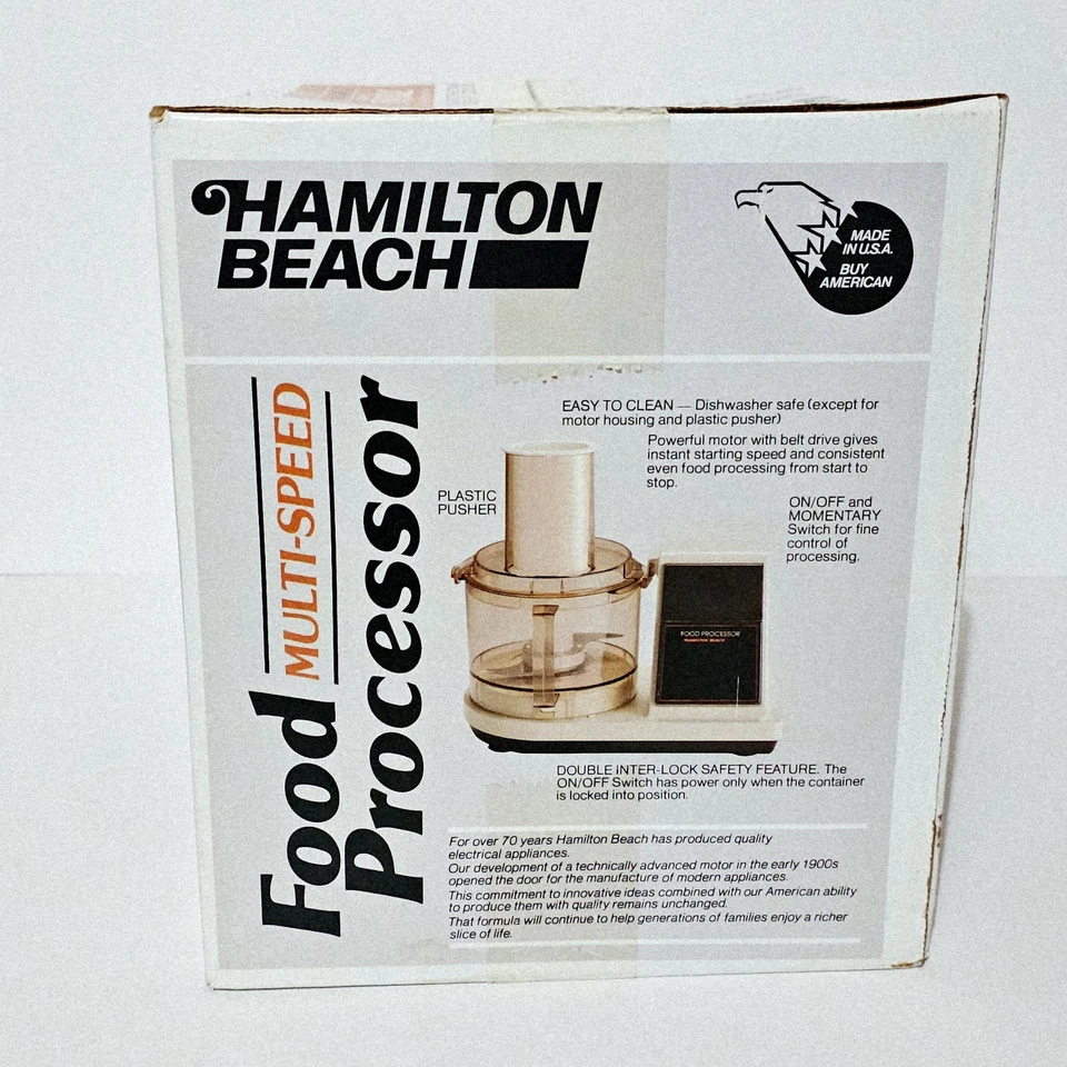 Hamilton Beach 2 Speed Food Processor Almond Model 702AL New Sealed NOS - Image 2 of 4