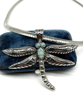 Dragonfly Pendant Necklace Stainless Steel HMJ Co Heavy Metal Jewelry Company