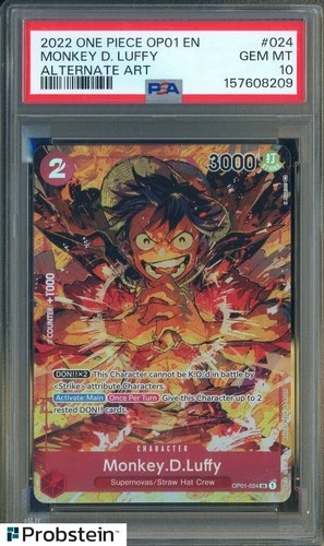 2022 One Piece OP01 EN #024 Monkey.D.Luffy ALT ART PSA 10 GEM MINT