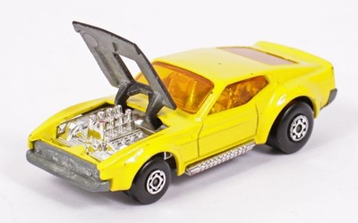 Matchbox Superfast No.44 Boss Mustang 1972 Yellow Chrome Engine Made in England
