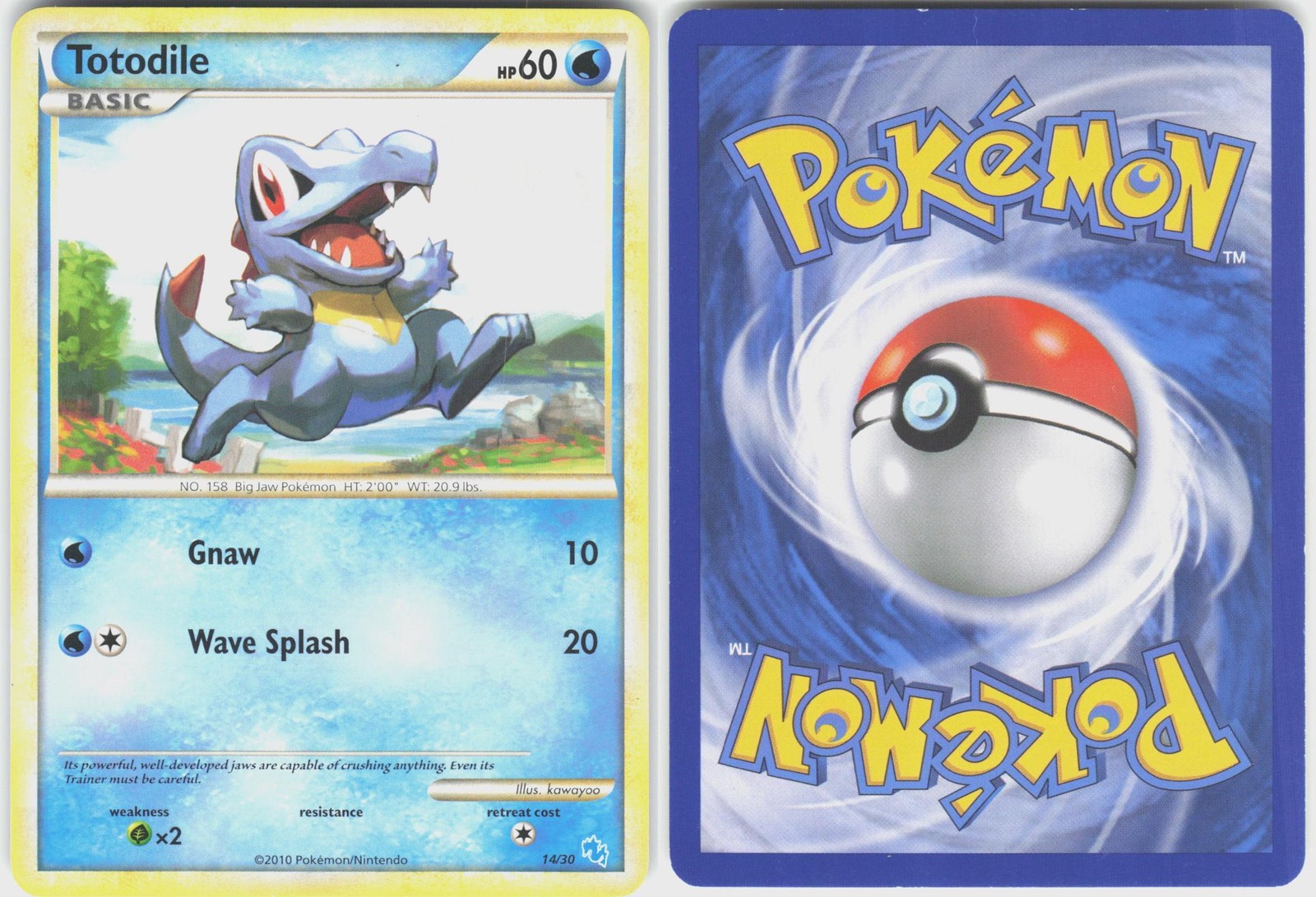 Totodile (#14) 14/30 Common HGSS Trainer Kit: Gyarados & Raichu Pokemon LP
