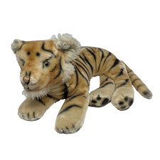 VINTAGE 1950's STEIFF LAYING STRIPED TIGER MOHAIR STUFFED ANIMAL PLUSH BIG