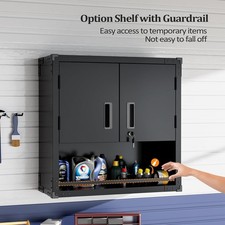 Black Steel Garage Cabinet with Lock, Corner Protectors  Adjustable Shelf New