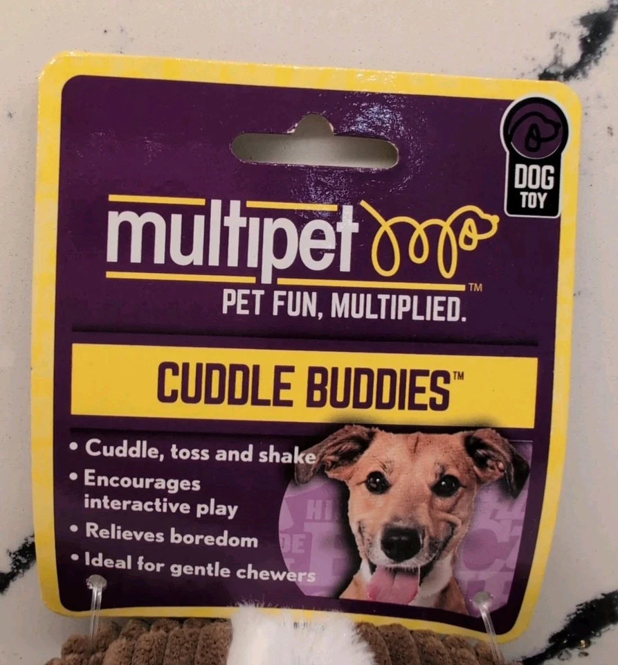 NEW Multipet Toy Cuddle Buddies, 7 in Dog Face, Squeaks, Cuddle Toss Shake - Image 2 of 4