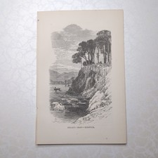 Original 1870 Engraving Of Friars Crag Keswick English Lakes Blacks