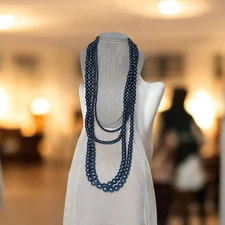 Multi-Strand Faux Black Pearl Necklace