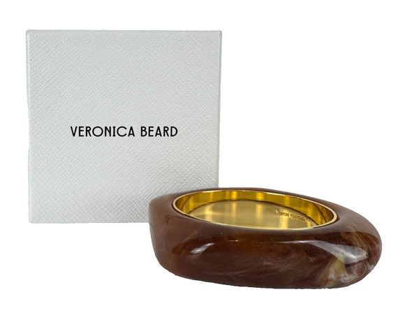 Alternate view of $150 Veronica Beard Nib Auth Tortoise Sculpted Resin Bangle Bracelet Gold Plated