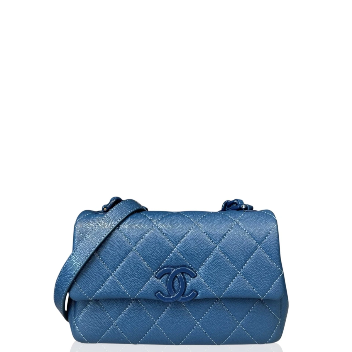 CHANEL Leather Exterior Blue Bags & Handbags for Women for sale | eBay