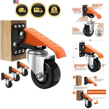 Workbench Casters Wheels Kit 920 Lbs Capacity Retractable Casters Set of 4 He...