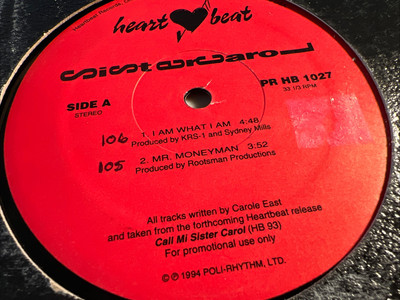 SISTER CAROL - I AM WHAT I AM / MR. MONEYMAN - 1994 VINYL 12'' PROMO