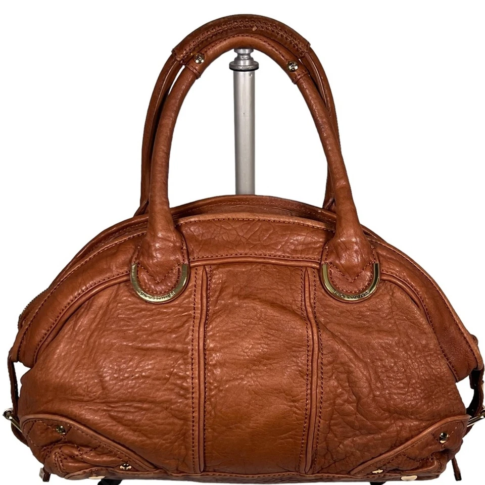 Juicy Couture Tan Pebbled Leather Gold Metal Hardware Vintage Y2K Handbag Purse - Image 2 of 4