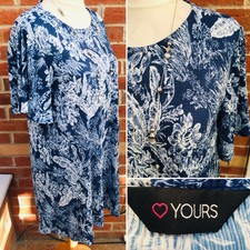 YOURS Size 18 Light Blue Floral Dress Evening Holiday Stretchy Excellent L5