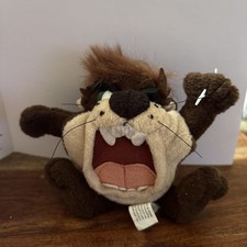 Vtg Looney Tunes Taz Devil 5" Plush Key Chain Clip Coin Purse 90s Y2K