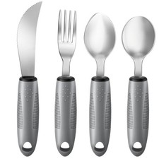 4PCS Weighted Adaptive Utensils, Parkinsons Utensils for Hand Tremors, Elderl...
