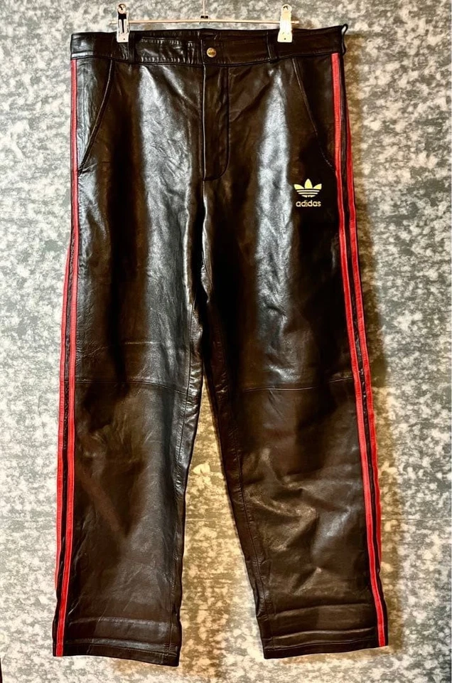 [Super Rare !] Pantalon de survêtement en cuir Adidas étiquette noire,... - Photo 2/4