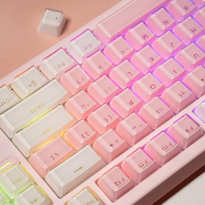 mintcaps Keycaps - 104 Keys Crystal Jelly White pink keycaps 