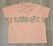 Women’s Coral Bay Golf Polo Shirt Top Size XL Pink Coral Vintage Beach Nature
