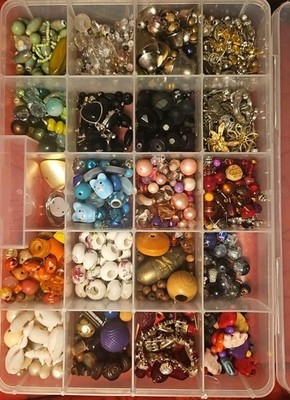 Beads For Crafting, Nice Assortment, Some Findings, Includes Storage Box, Set #4