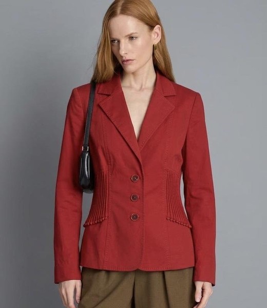 Women Escada Jacket Red Cotton 38