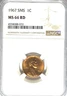 1967 SMS 1c Proof Lincoln Memorial Cent One Penny NGC MS66 RD