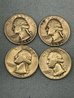 4) Washington Silver Quarters 1951d, 1952d, 1954, And 1955