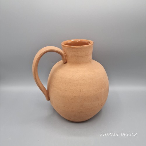 Vintage Handmade Terracotta Pottery Jug Pitcher Rustic Farmhouse Vase Decor - Picture 5 of 14