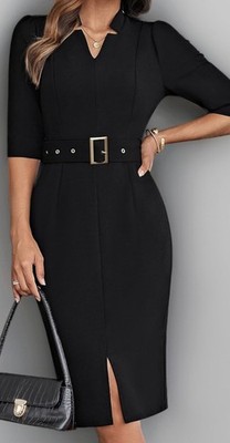 GRACE KARIN Damen V-Ausschnitt Bodycon Kleid Elegant Cocktail Schwarz In XL / 46