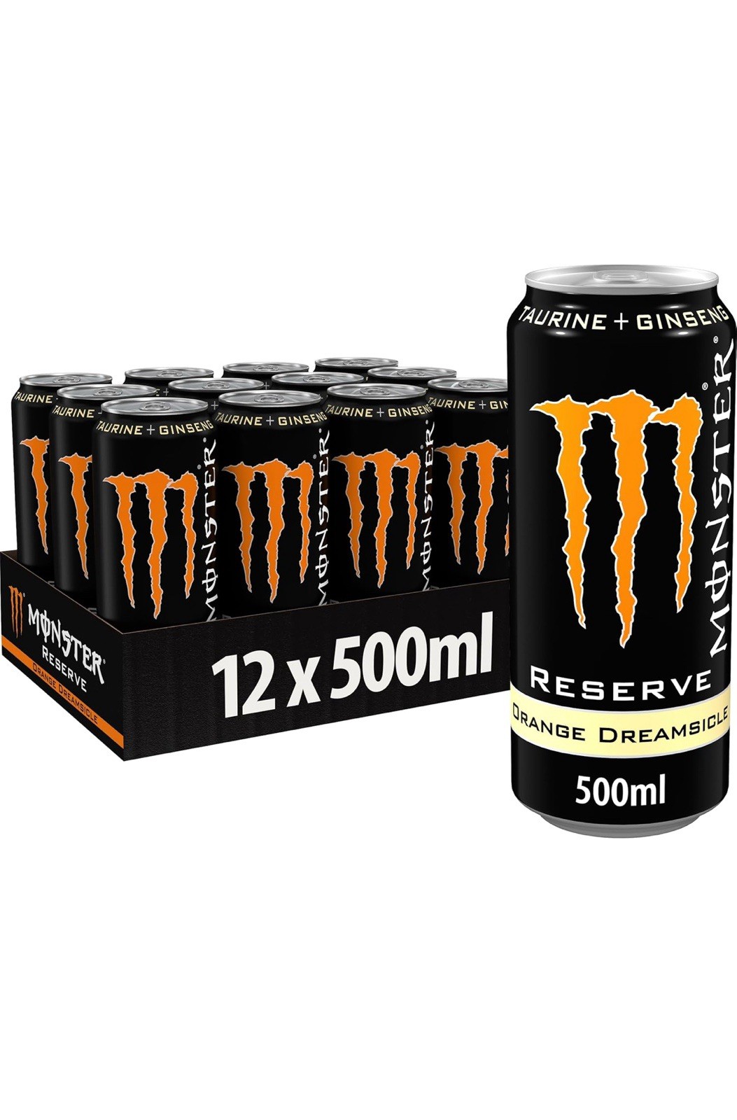 Monster **Nuevo** Lata Naranja 500 ml (Pack de 12)