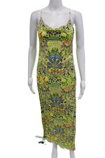 Alice + Olivia Womens Floral Midi Dress Yellow Size 0