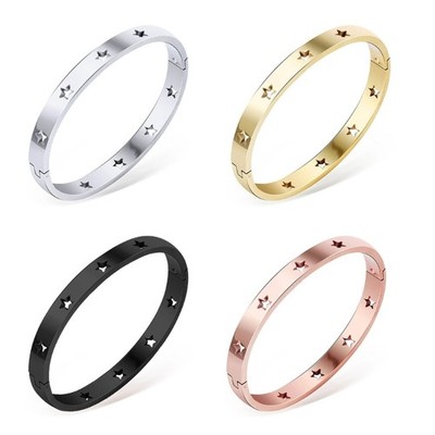 Stainless Steel Bracelet Hollow Star Pattern Bracelet Wrist Jewelry Star Bangle
