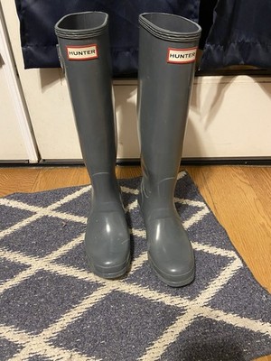Hunter Rain Boots Tall Knee High  Gray Green Rain boots Size 9 Waterproof