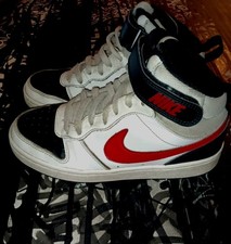 Nike Court Borough Mid 2 youth Sz 3Y Hook Loop White Leather High Top Sneaker