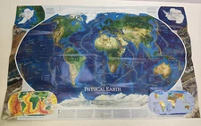 PHYSICAL EARTH - NATIONAL GEOGRAPHIC - MAY 1998 - DOUBLE SIDED MAP POSTER