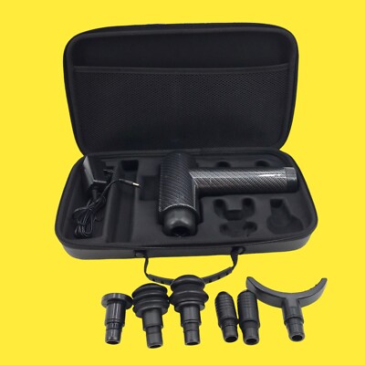 Unbranded Deep Impact Percussion Massage Gun Carbon Fiber x6 Heads #2948 z39 b25