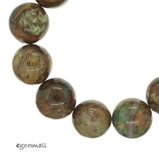 10 Natural Green Opal Round Beads 16mm Grade A 76099