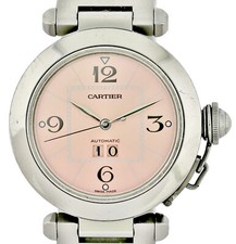 Cartier Pasha Big Date Automatic Herrenuhr Pink Dial Ref. 2475 Edelstahl ca.2005