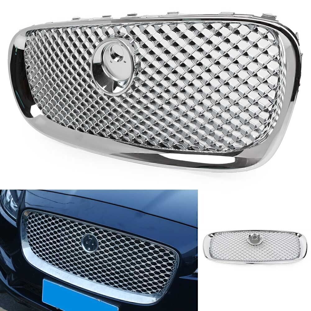 Front Upper Grille Mesh Grill For Jaguar XF X-F 2008-2011 4 Door Silver Chrome