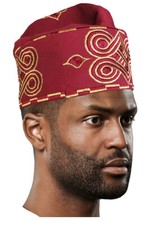 Burgundy Embroidered African Hand Woven ASO Oke Hat