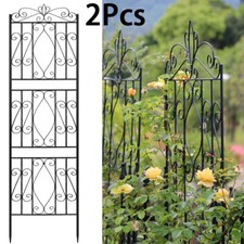 72X20 Inch Metal Garden Black Trellis 2 Sets Stake Fence Climbing Plant Barries