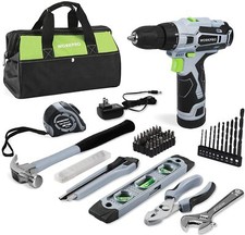 WORKPRO 61-Piece 12V Cordless Drill Driver and Home Tool Kit 14''Bag Included
