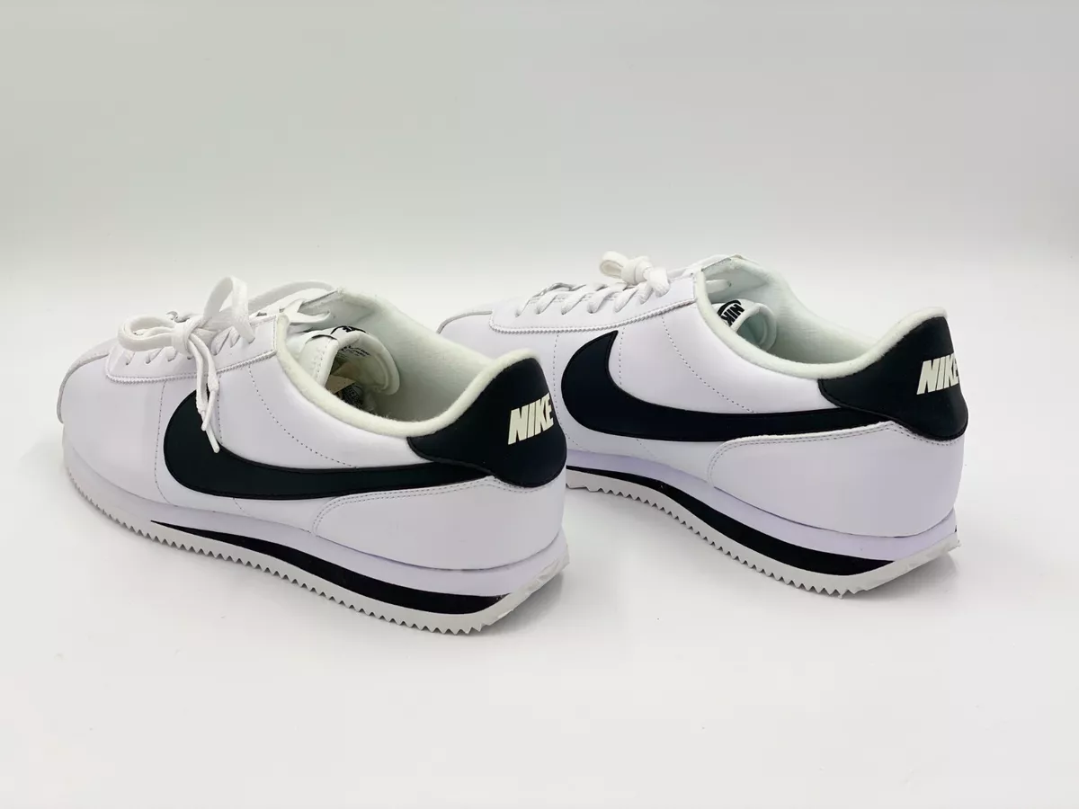 knecht Symmetrie Woestijn Nike Cortez Basic Leather White Black Classic Men's Size 14 | eBay