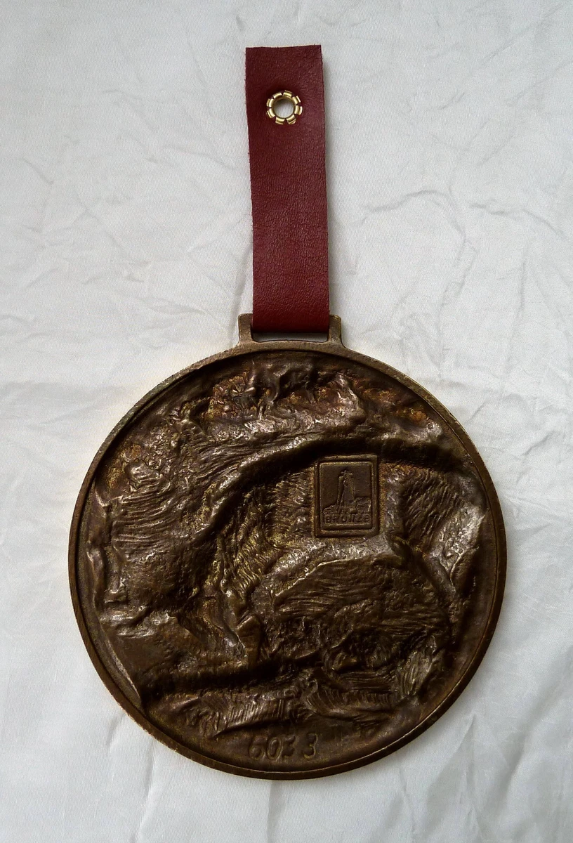 Bronzeplatte mit Hirschmotiv - Hirschplakette - Hirsch - Bronzerelief