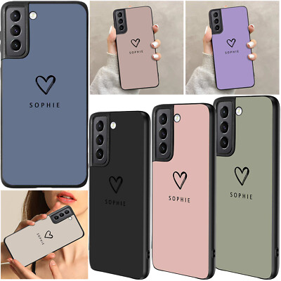 Personalised Heart Case For Samsung Galaxy S23 S26 S24 S25 FE Rubber Phone Cover