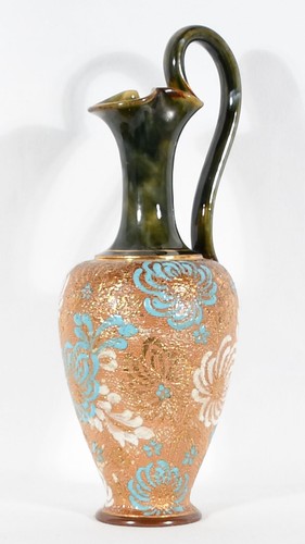 Royal Doulton Lambeth Slaters Patent Tapestry Ewer 10 1/4" Tall Chip On Base - Picture 8 of 11