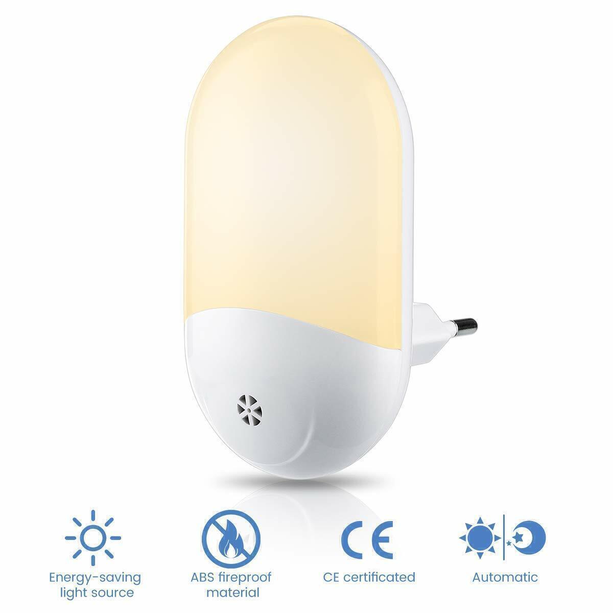 Automatic LED Night Light Plug in Energy Saving Dusk 2 Dawn Sensor Kids