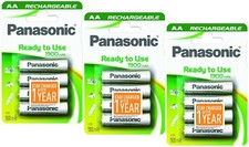 Image of 12 x Panasonic AA Rechargeable Batteries 1900 mAh HR06 LR6 MN1500 Battery